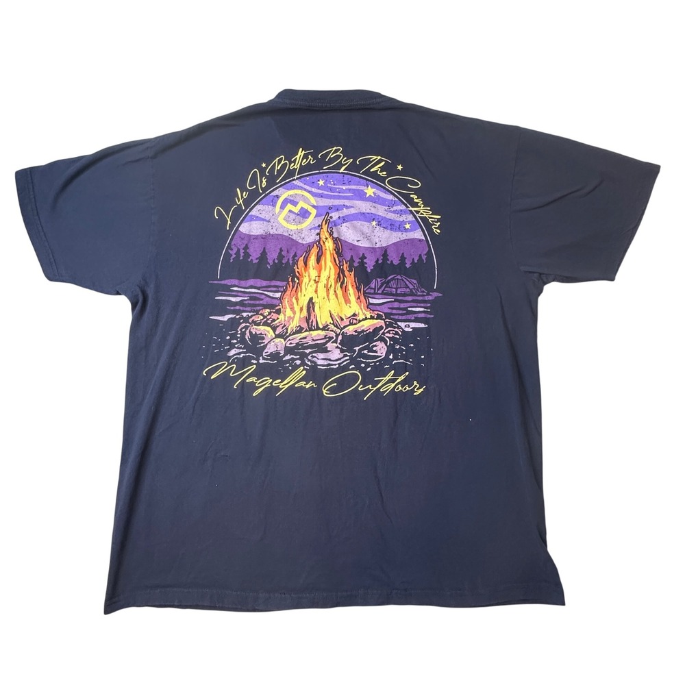 Magellan T-Shirt Men XL Blue Life Is Better By The Campfire Graphic Cotton Tee